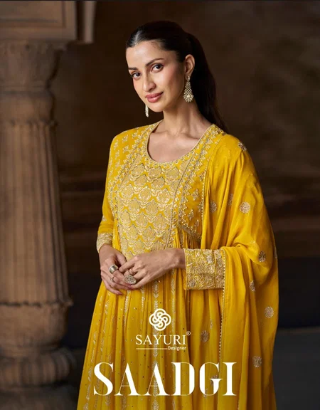 Saadgi By Sayuri Georgette With Embroidery Online Gown With Dupatta Wholesale